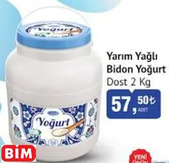 DOST YARIM YAĞLI BİDON YOĞURT DOST YARIM YAĞLI BİDON YOĞURT